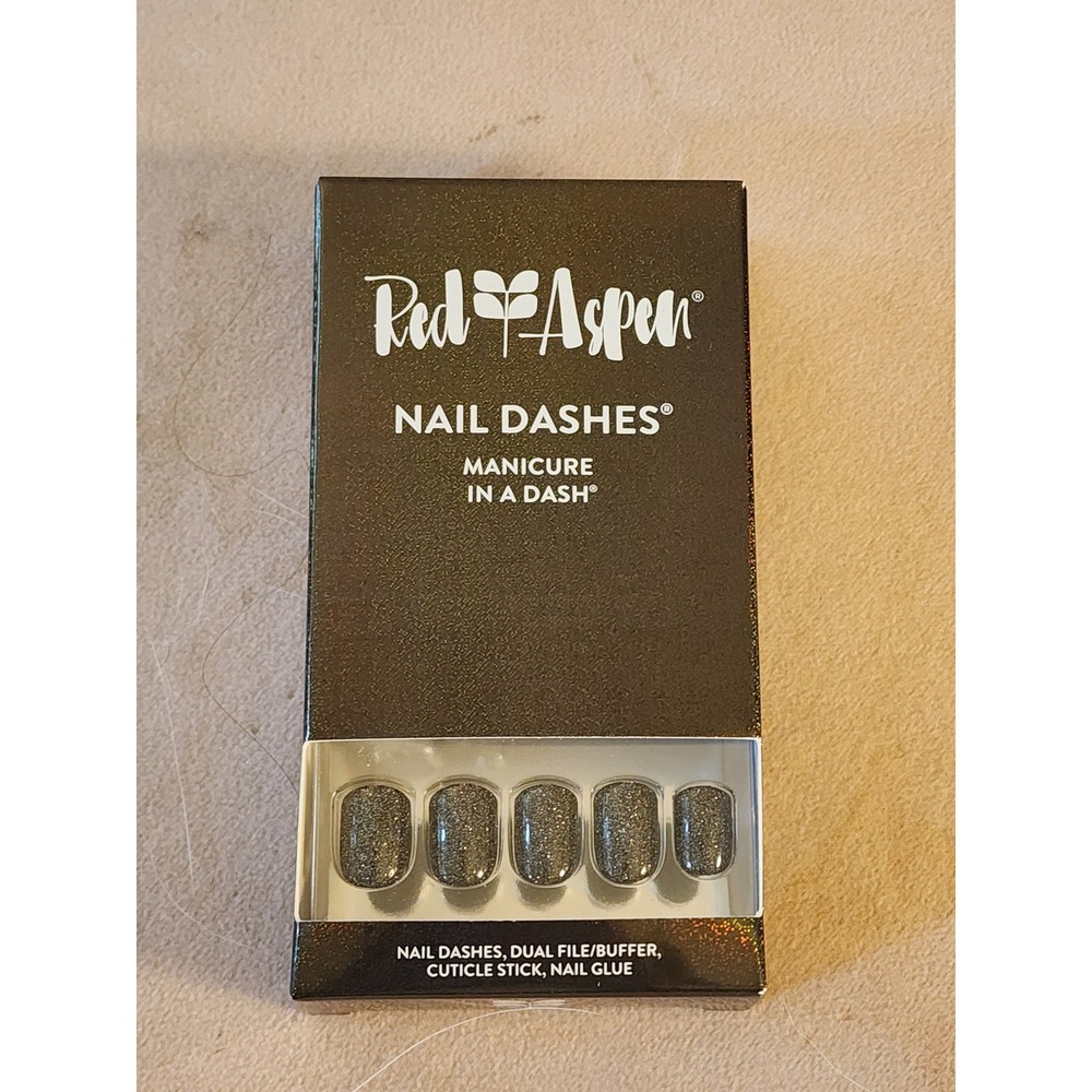 Red Aspen Nail Dashes Midnight Magic Makenzie Short Square Glitter PressOn Nails